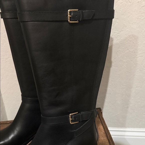 New Rockport Harper Black Leather Riding Boots Sz 8.5 M wide calf - Picture 6 of 10